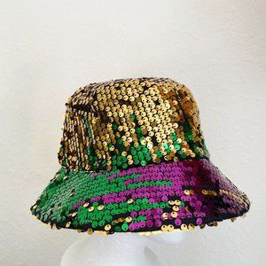 Mardi Gras Sequin Reversible Bucket Hat